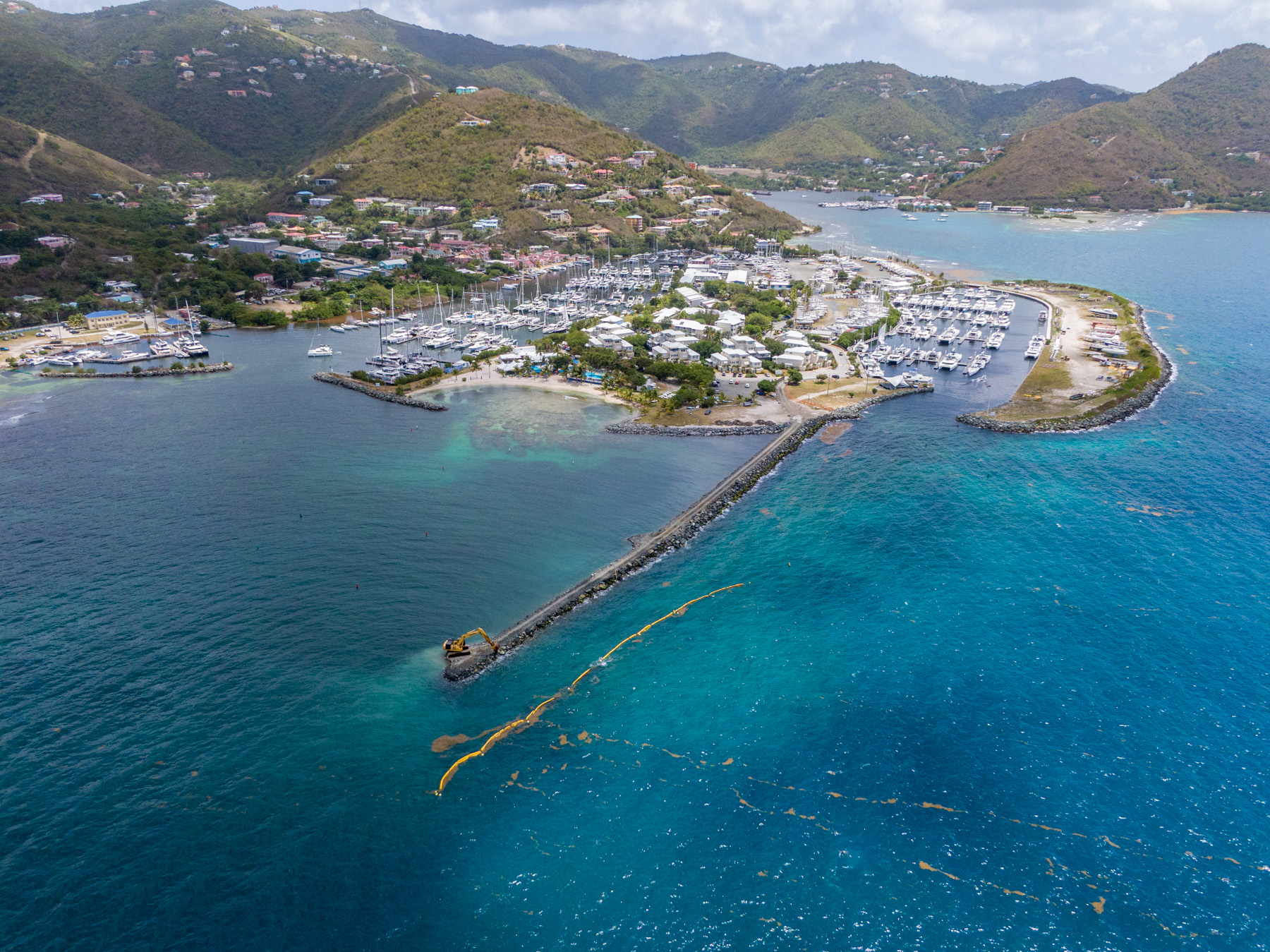 Nanny Cay South Marina Breakwater Aerial