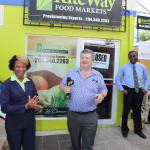 Roadtown Wholesale Ltd head of retail, cash & carry, Andy Clayton introduces the Nanny Cay RiteWay store manager, Jacinta Weekes.