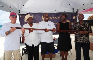 'Never give up on your dreams' is the motto of Leando Nibbs who handed over the boat Esmie which he had built from scratch, to the Virgin Islands Studies Institute at the H. Lavity Stoutt Community College © Todd vanSickle/BVI Spring Regatta