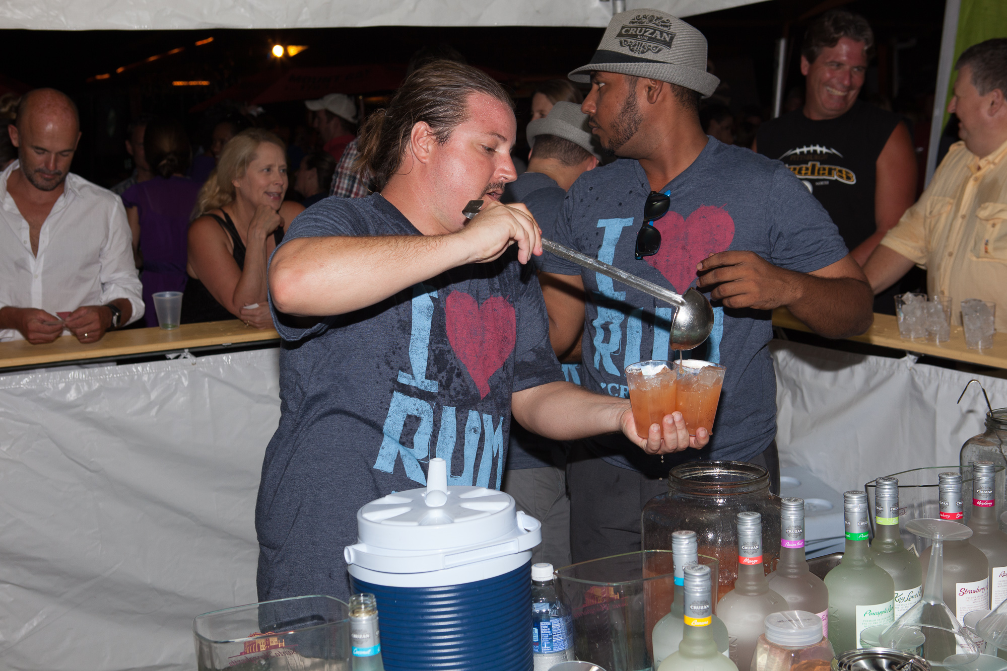 Kyle, the BVI's second best bartender, serving his signature cocktail during the event.