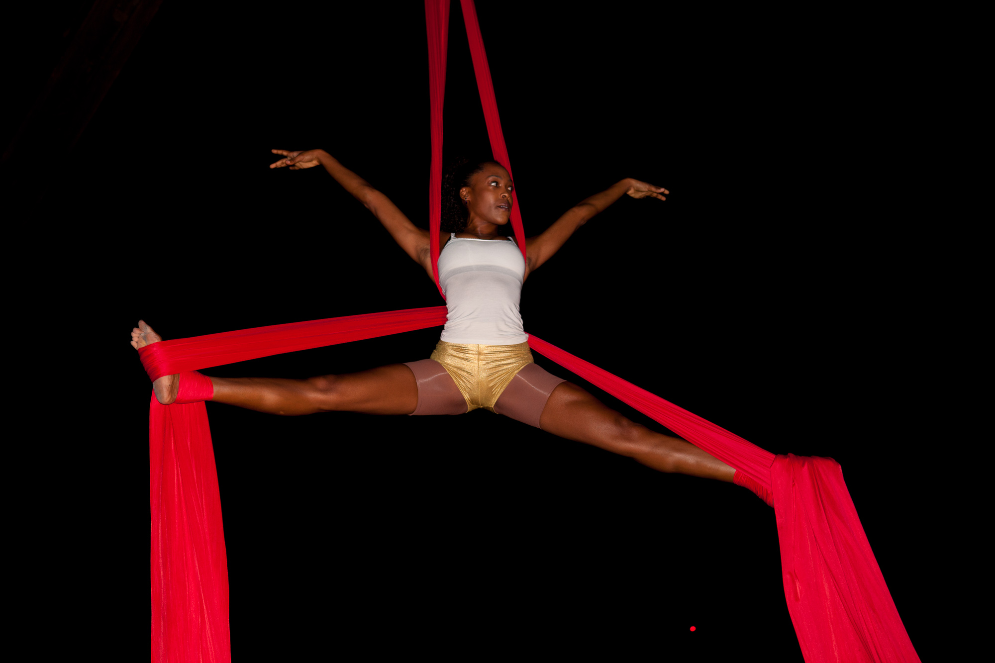 Amanda Georges performing her aerial dance.