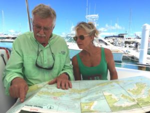 Neil Harvey on John Cook's Beneteau Cyclades 50 Tatonka studies the course for Tuesday's new Full Moon Race © BVI Spring Regatta & Sailing Festival