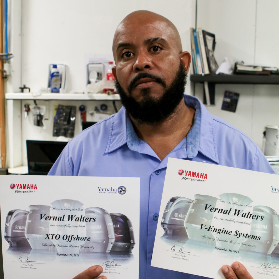 Tradewind Yacht Services staff with Yamaha certifications